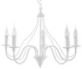 Produktbild: SOLLUX lighting Kronleuchter Hängelampe Hängeleuchte - Deckenlampe Stahl - 5 Flammig - LED Lampe Glühbirne - Weiß Minerwa