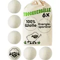 Produktbild: Trocknerbälle für Wäschetrockner 6er Set - 100% Öko Schafwolle - Weiche Wäsche - Kurze Trocknungszeit