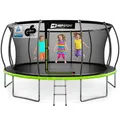 Produktbild: Hop-Sport Trampolin Outdoor - Ø 488 - Trampolin mit innenliegenden Sicherheitsnetz, gebogenen Netzstangen und Sicherheitszertifikaten - Komplettset