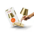 Produktbild: SIGOR Nuindie 2.0 mini - Dimmbare kleine LED Akku-Tischlampe Indoor & Outdoor, IP54 spritzwassergeschützt, Höhe 25 cm, aufladbar mit USB-C, 12 h Leuchtdauer, goldfarben