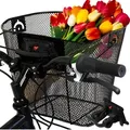 Produktbild: Fahrradkorb Vorne mit Halterung Klicksystem Lenkerkorb Citykorb mit Adapter Vorderradkorb Drahtkorb Einkaufskorb Engmaschig Fahrrad Schwarz Stahl R...