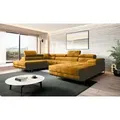 Produktbild: Easy4You Senf Ecksofa Varberg Velours in U-Form 345 x 72 x 205 cm mit Schlaffunktion und Bettzeugbehälter - Schlafsofa mit Bettkasten - Eckcouch m... - Gelb