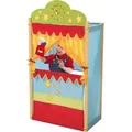 Produktbild: roba Kasperletheater, Puppentheater mit Uhr, Stand-Kaspertheater aus Massivholz mit Stoffbespannung - Bunt
