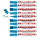 Produktbild: edding 3000 Permanentmarker - hell-blau - 10 Stifte - Rund-Spitze 1,5-3 mm - schnell trocknender Permanent Marker - wasserfest, wischfest - für Karton, Kunststoff, Holz, Metall - Universalmarker