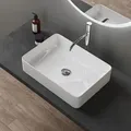 Produktbild: Doporro - Aufsatzwaschbecken Keramik Waschbecken 500x350x110 mm weiß glänzend Gäste wc Handwaschbecken Waschtisch Brüssel105 - Glänzend weiß