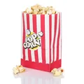 Produktbild: FunX Kraftpapier Popcorntüten 80er Pack - Partytüten für Kino, Filmabende, Kindergeburtstag und Übernachtungsparty - 10 x 7 x 16 cm Rot/Weiß Gestreift