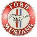 Produktbild: Nostalgic-Art Retro Blechschild, Ø 35 cm, Ford Mustang – 3 Stripes Red – Geschenk-Idee für Ford-Zubehör Fans, Original Lizenzprodukt (OLP), aus Metall, Vintage Design, Blechschilder Sprüche