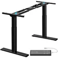 Produktbild: ALLDREI Höhenverstellbarer Schreibtisch Gestell 2 Motoren, elektrisch stufenlos Höhenverstellung, mit 4 Speicher-Steuerung, 2-Fach-Teleskop (Schwarz)