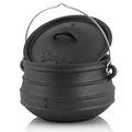 Produktbild: BBQ-Toro Potjie | Gusseisen Hexenkessel Potjie #2, ca. 6 Liter | Guss Kochtopf ohne Füße | Südafrikanischer Dutch Oven | Kochtopf für offenes Feuer, Gusseisen Schmortopf mit Deckel | Fleischtopf