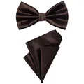 Produktbild: DonDon 2er Set Herren Fliege und Einstecktuch farblich passend gebunden und größenverstellbar dunkelbraun