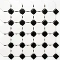 Produktbild: Octagonale Achteck Mosaik Fliese Keramik weiß matt schwarz glänzend Wandfliese .