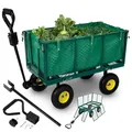 Produktbild: Arebos Bollerwagen | Gartenwagen | mit Profilreifen | 550kg belastbar | faltbar | grün | herausnehmbare Plane | kugelgelagerte Stahlfelgen | inkl. Handgriff & Deichsel | Plattformwagen