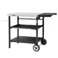 Produktbild: Royal Gourmet Outdoor Grilltisch, 3-Etagen Servierwagen mit 70 x 50 cm Edelstahl Tischplatte und 30 x 50 cm klappbarer Seitenablage, Beistelltisch Grillablagetisch Garten Trolley mit Push-Pull Regal