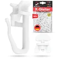 Produktbild: Raumhero X-Gleiter für Gardinenschienen (Komplettset 100x X-Gleiter inkl. 6X Stopper) - 6mm Standardmaß Gardinengleiter - Gardinenhaken für Schienen - 100% Made in Germany