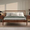 Produktbild: Massivholzbett APOANA Doppelbett 140x200 cm, kastanienfarben - Holzbett mit Kopfteil aus Kiefernholz,140 Bett mit Lattenrost, modern