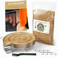 Produktbild: Kaltrauchgenerator/Räucherschnecke für Räucherofen + 1,2 kg Räuchermehl Buche + 4 Fleischhaken & Reinigungsbürste – Edelstahl-Spirale für Fleisch, Fisch, Wurst – Inkl. PDF-Ratgeber (Gratis)