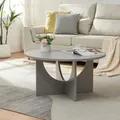Produktbild: [en.casa] Couchtisch Rindal Beistelltisch Wohnzimmertisch 80 x 42 cm Sofatisch Kaffetisch rund in Hellgrau