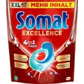 Produktbild: Somat 4in1 Caps Excellence 47 Tabs Spülmaschinentabs (XXL-Pack, [47-St. Geschirrspültabs mit Tiefenreinigung & Spülmaschinenpflege)