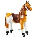 Produktbild: Ponnie Mechanisches Reitpferd mit Rollen für Kinder Misty M - Kinder Reitspielzeug - Braun/Weiß