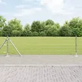 Produktbild: vidaXL Eurozaun mit 13 Flanschpfosten 0,6x25 m Verzinkter Stahl