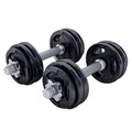 Produktbild: GORILLA SPORTS® Kurzhanteln - 30kg, 2er Set, 4x1,25kg, 8x2,5kg Gewichte, Gusseisen Hantelscheiben, 30mm, mit 4 Sternverschlüssen, Griff gerändelt, Rutschfest, Schwarz - Hantelset, Kurzhantelset