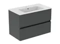 Produktbild: Ideal Standard Möbelpaket Eurovit+ m.WT 81cm Weiss u.Schrank 80cm 2Ausz. Hgl. grau lackiert, R0574TI R0574TI