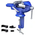 Produktbild: Tischschraubstock, 80mm Klein Schraubstock Klemmbar für Werkbank, Schraubstock Drehbar 360° mit Amboss & Achse für Holzbearbeitung, Bohren, Schneiden