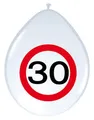 Produktbild: 8x Luftballon 30cm groß weiß Verkehrsschild 30. Geburtstag Deko Party Geburtstag