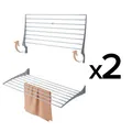 Produktbild: 2x Wand Wäscheständer, Wäscheständer für Wände, verschließbar Wäscheleine für drinnen und draußen in Aluminium und Stahl, Foxydry Fold 120 cm
