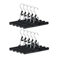 Produktbild: Relaxdays Hosenbügel Metall 10er Set, 360° drehbarer Haken, fest schließend, Rockbügel, gummierte Klemmen, 26cm, schwarz