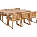 Produktbild: BELIANI Gartenmöbel Set Hellbraun es Akazienholz 6-Sitzer Sechs Stühle mit einem Gartentisch Terrasse / Outdoormöbel Rustikal Landhaus Stil - Braun