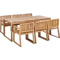 Produktbild: Gartenmöbel Set Hellbraun Zertifiziertes Akazienholz 6-sitzer Sechs Stühle Mit Einem Gartentisch Terrasse / Outdoormöbel Rustikal Landhaus Stil