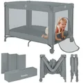 Produktbild: Lionelo Amelie Baby-Reisebett, ab Geburt bis 15 kg, klein, faltbar, weiche Faltmatratze, 100,5 x 70,5 cm, 2 Räder, seitlicher Einstieg, Reisetasche
