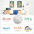 Produktbild: Mebus Wanduhr TinyTime römische Ziffern leise 25cm hellgrau silber kupfer