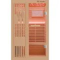 Produktbild: Dewello Finnische Sauna MINTO 120x120 Kabine aus Hemlock Tannenholz mit 3,5 kW Harvia Ofen, inkl Sauna Set