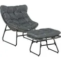 Produktbild: Outsunny Rattansessel-Set mit Dicke Kissen Metall 69L x 76B x 70H cm Grau