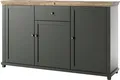 Produktbild: Sideboard Landhaus Design EPSOM-83 in grün mit Lefkas Eiche Nb. Knopfgriffe messingfarben, B/H/T: ca. 160/93/42 cm