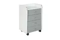 Produktbild: Inter Link – Rollcontainer mit Schubladen -Bürocontainer Standcontainer - Rollschrank Schubladenkommode Büroschrank 4 Weiß und Grau - Printi