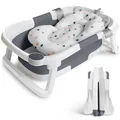 Produktbild: Baby Badewanne Faltbar mit Stützkissen, Rutschfeste Tragbare Duschwanne 62,5x43