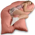 Produktbild: Traumreiter Seitenschläferkissen Visco XXL mit Bezug Baumwolle Rotholz, Hybrid Kissen +1cm Memory Foam Schwangerschaftskissen U Form Gel Body Pillow Komfortkissen Ergonomie Zertifiziert