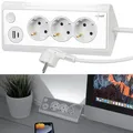 Produktbild: revolt 3-fach-Steckdose mit LED-Nachtlicht, 1x USB A QC, 1x USB C PD, weiß