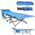 Produktbild: 24MOVE® Feldbett Campingbett bis 150 kg In-und Outdoor Camping faltbar, 190 x 67 x 34cm, tragbar mit Tasche, für Garten oder Reisen, blau