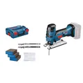 Produktbild: Bosch Professional 18V System Akku Stichsäge GST 18V-LI S (Schnitttiefe in Holz/Alu/Metall: 120/20/8 mm, inkl. 3x Stichsägeblätter, Spanreißschutz, L-BOXX, ohne Akku/ Ladegerät)