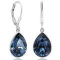 Produktbild: Ohrringe Blau 925 Silber Markenkristallen Tropfen Damen Ohrhänger Silber baumeln NOBEL SCHMUCK