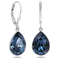 Produktbild: Ohrringe Blau 925 Silber Markenkristallen Tropfen Damen Ohrhänger Silber baum...