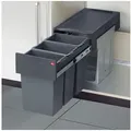 Produktbild: Hailo Einbaumülleimer AS Terzett - 10L/10L/10L - Dunkelgrau 3666131, Abfallsammler Mülleimer grau