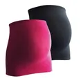 Produktbild: mama band Schwangerschaft Bauchband für die Babykugel im Doppelpack – Rückenwärmer und Shirtverlängerung für Schwangere – Elastische Umstandsmode Schwarz/Magenta 32-38