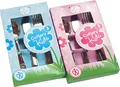 Produktbild: Kinderbesteck für Jungs in blauer und für Mädchen in rosa Verpackung