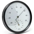 Produktbild: Fischer 186TH-06 Thermo-Hygrometer 160mm Bimetall-Thermometer und Hygrometer aus Edelstahl schwarz - Made in Germany