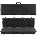 Produktbild: VEVOR Waffenkoffer mit Hartschale für Langwaffen, abschließbarer Gewehrkoffer mit vorgeschnittenen Schaumstoffen, Langwaffenkoffer Waffenaufbewahrung rollbar IP67 wasserfest, 1391x435x188 mm Schwarz